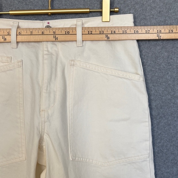 Nili Lotan Shon Denim Barrel Leg Tapered Crop Jean Pant - Size 29 Cream - Picture 9 of 16